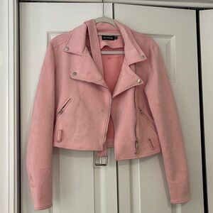 Pretty little thing pink suede jacket size 2